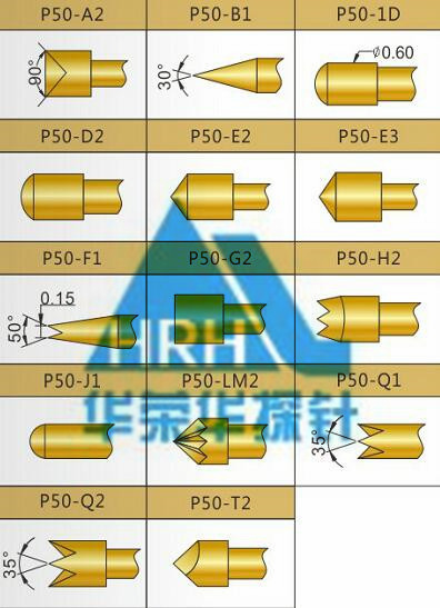 p50測(cè)試探針頭型、50min測(cè)試探針頭型、測(cè)試探針規(guī)格